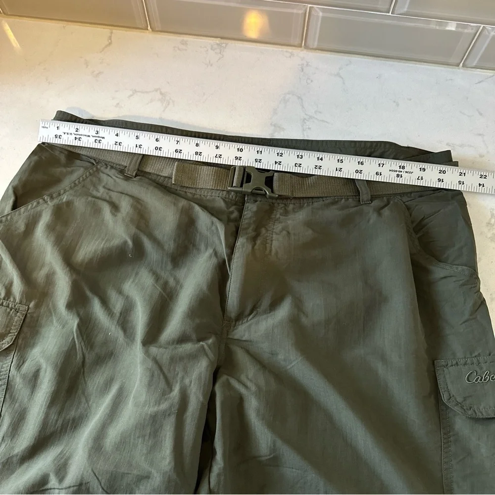 Cabela’s Cargo Classic‎ Fit Pants Mens 42X32 Zip Off Shorts Belted Hiking Green